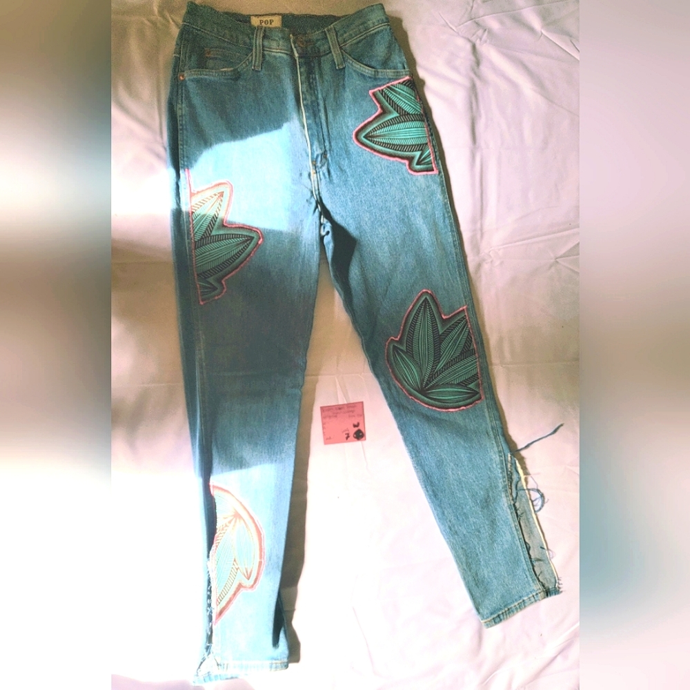 Upcycled Sierra West Vintage Jeans Patched With Anakara Fabric
